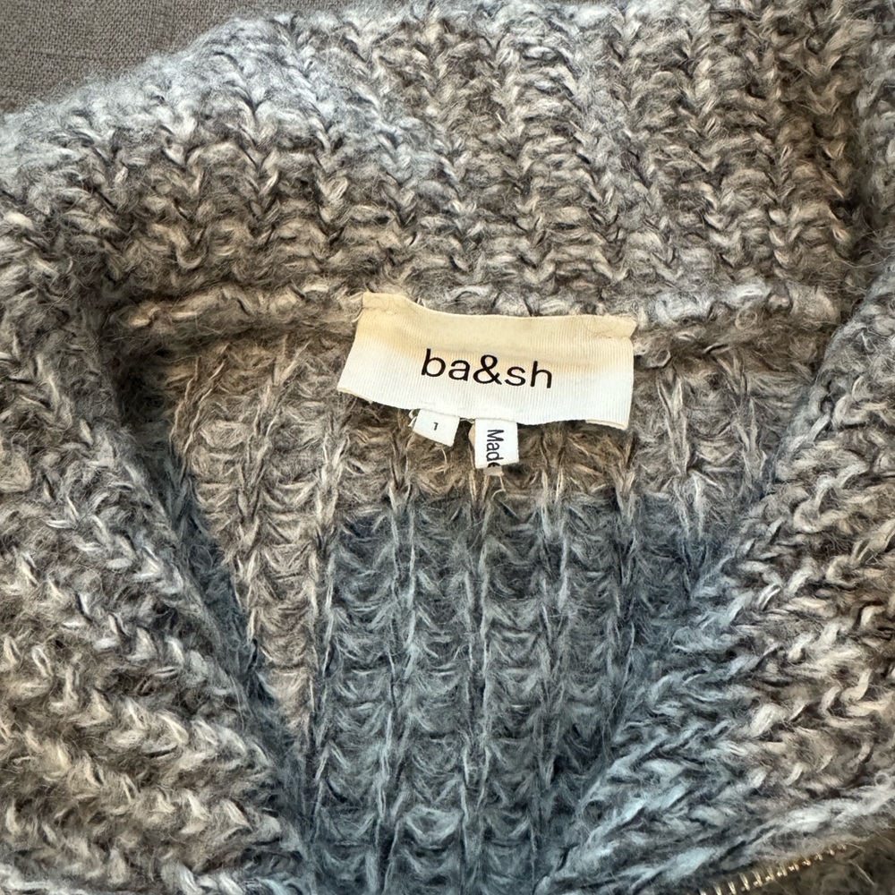 ba&sh Heathered Gray half zip angora Sweater